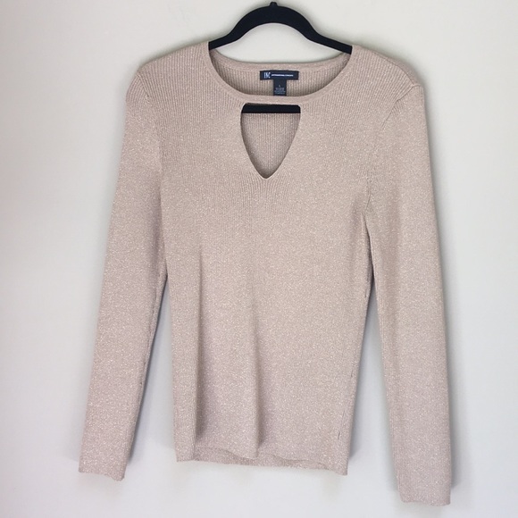 INC Gold Knit V Neck Sweater Size L - Picture 3 of 7